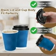 thumbnail image 6 of Lamosi Disposable Paper Cups with Lids 12 oz,Insulated to Go Cups,Ripple Double Wall,Blue 100 Count, 6 of 10