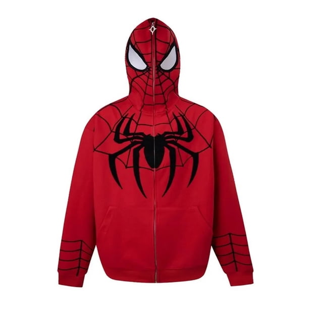 Nuevas sudaderas con capucha de Marvel Spider Man con estampado con capucha, sudaderas de hip hop con cremallera hasta la parte superior, ropa para hombres y mujeres, abrigo de Otoño Invierno