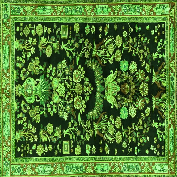 Ahgly Company Indoor Square Animal Green Traditional Area Rugs, 5' Square