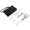 thumbnail image 1 of 3PCS/Set Stainless Steel Folding Fork Spoon Foldable Outdoor tableware set stainless Camping Picnic Tableware Dinnerware Kit, 1 of 9