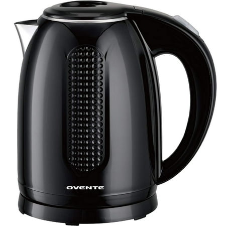 One Stage Boiler Ovente 1.7L Electric Kettle, Double Wall 304 Stainless Steel Water Boiler, Auto Shut-Off and Boil-Dry Protection, Stay-Cool Exterior, BPA-Free, Cordless, Black (KD640B) ()