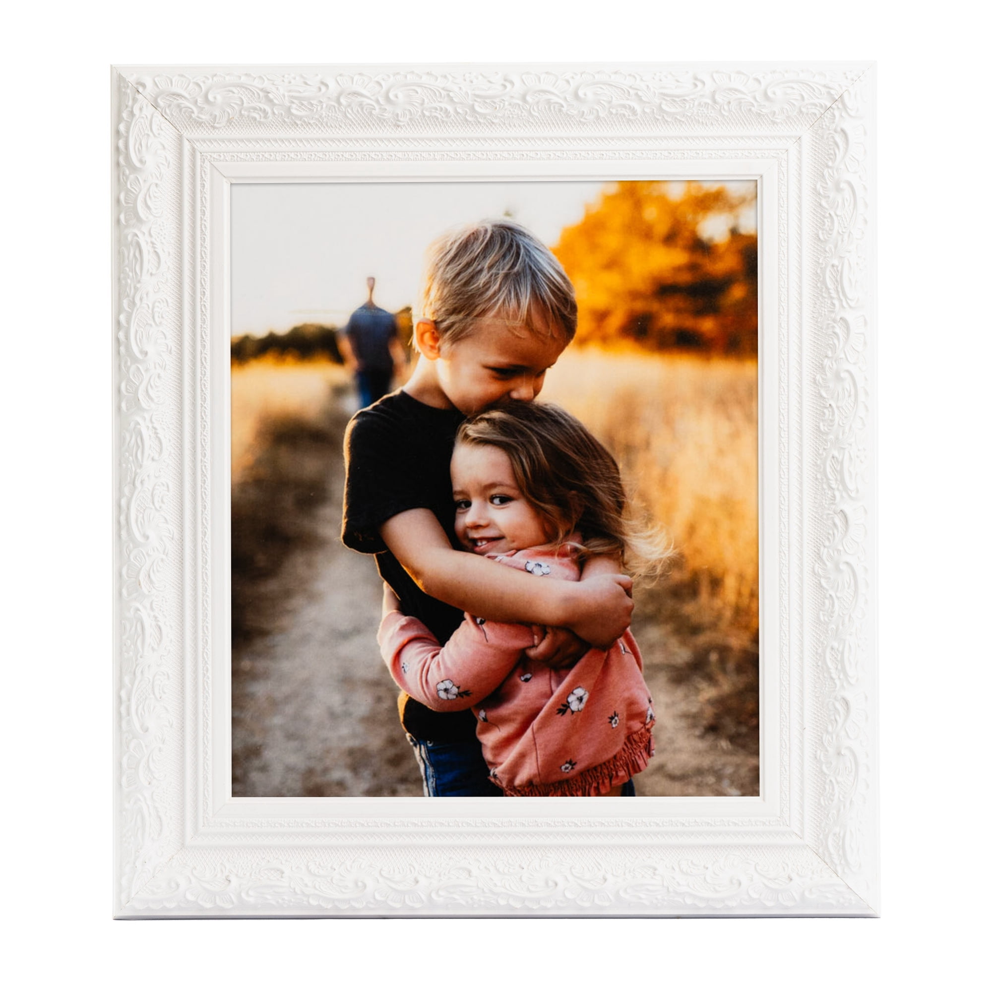 ArtToFrames 18" x 24" Majestic White Picture Frame, 18x24 inch Silver Wood Poster Frame (WOM-5198),  Pack