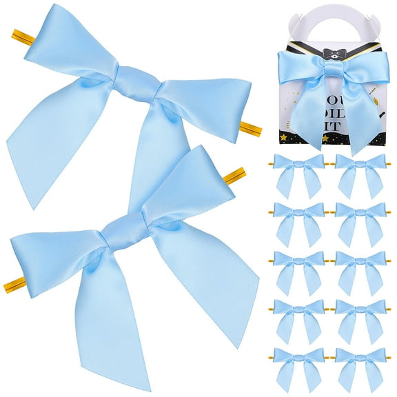 UPOUART 50pcs Decorative Bow Wrapping Sky Blue Craft Bows for Weddings Birthdays Christmas