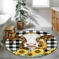 thumbnail image 4 of Round Rugs 3.3 Ft, Farmhouse Cow Non Slip Area Rugs for Kitchen Bedroom Entryway, Vintage Country Sunflower Black Buffalo Plaid Washable Carpet Runner Rug Floor Mats for Bedroom Home Decor, 4 of 9