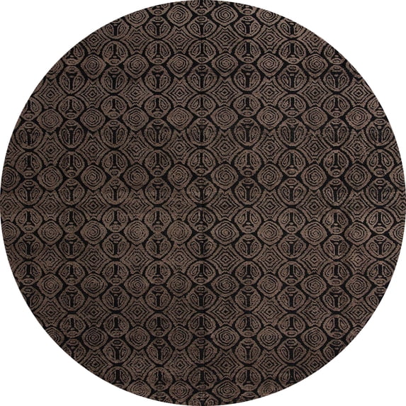 Ahgly Company Indoor Round Abstract Coffee Brown Area Rugs, 5' Round