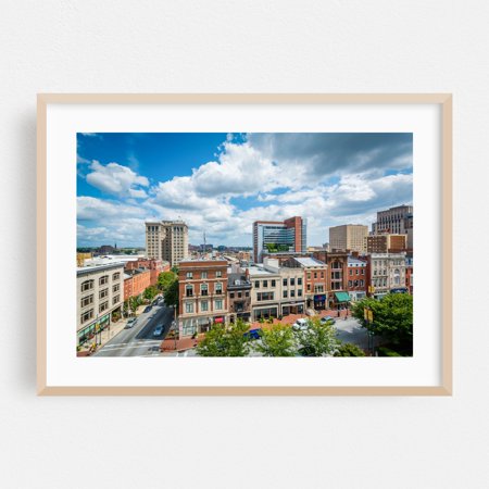 Charles & Franklin, Baltimore - Baltimore Maryland Photography Cityscape Architecture Skyline Street Photography Travel Poster Scenic Oak Framed Wall Art Print 12 x 18 inches