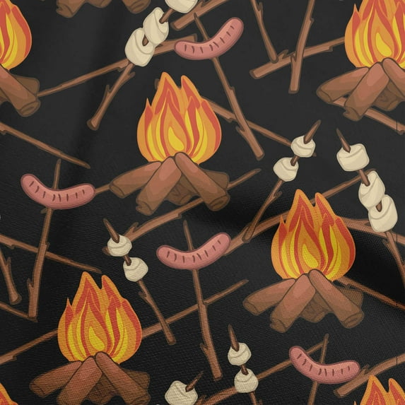 oneOone Viscose Jersey Black Fabric Campfire Sewing Fabric By The Yard Printed Diy Clothing Sewing Supplies 60 Inch Wide