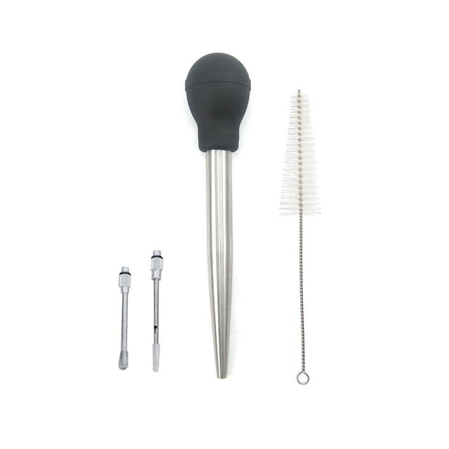 Stainless Steel Turkey Baster Pump Injector Set With Cleaning Brush And Oil Brush For Barbecue Grilling