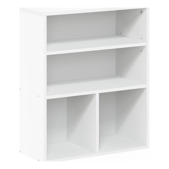 Pemberly Row Contemporary 3-Tier Display Bookcase in White Finish