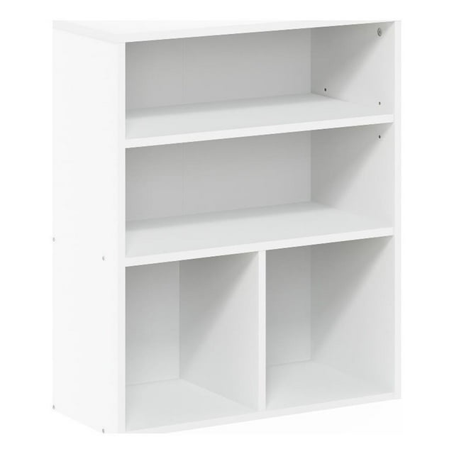 Pemberly Row Contemporary 3-Tier Display Bookcase in White Finish