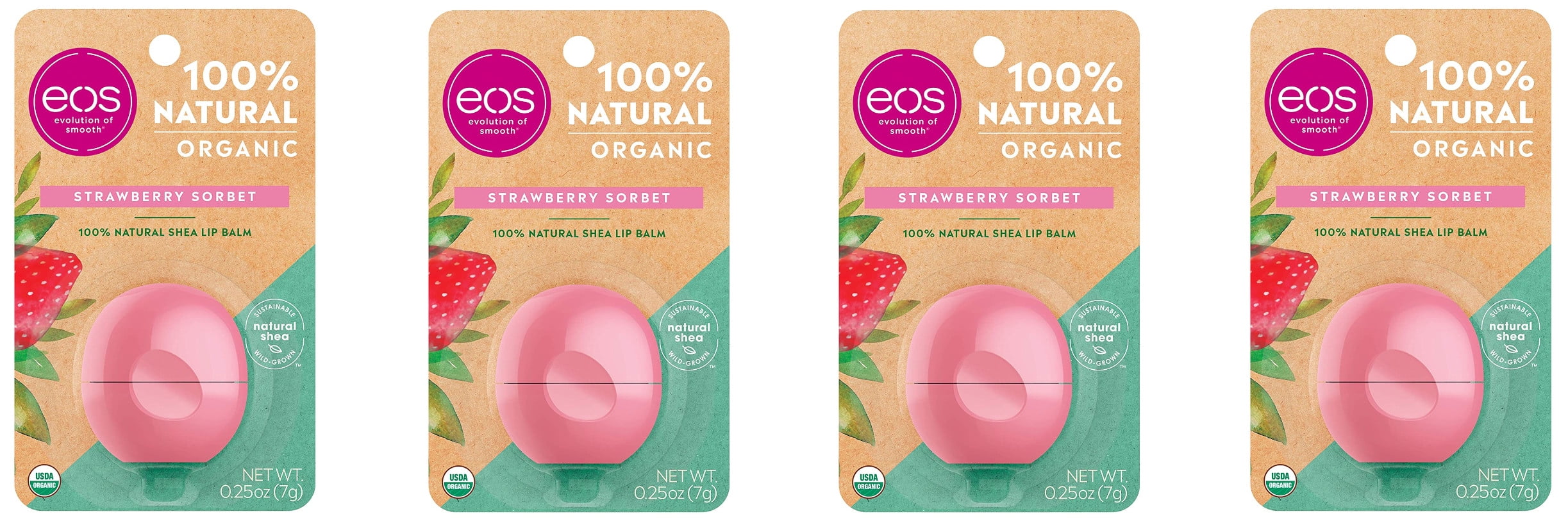 EOS, Lip Balm, Strawberry Sorbet, .25 oz (7 g)(pack of 4)