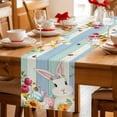 thumbnail image 5 of Easter Bunny Table Runner 48 Inches Long Farmhouse Dress Scarves, Spring Watercolor Eggs Flower Wood Grain Dining Tablerunner for Coffee Table/Kitchen Island/Party Décor, 13" x 48", 5 of 8