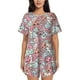 thumbnail image 1 of Balery Cartoon Hearts Conjunto de Pijama para Mujer con Estampado, Dos Piezas de Manga Corta y Shorts, Ropa de Dormir Suave con Cuello Redondo y Bolsillos-Small, 1 of 6