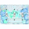 thumbnail image 1 of Metal Light Switch Wall Plate Outlet Cover (2 Teddy Bears Blue Teal With Love Heart Balloon Flower - Triple Toggle), 1 of 2