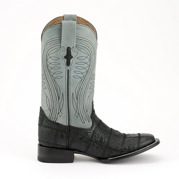 Ferrini Mens Pinto Patchwork Ostrich Square Toe Cowboy Mid Calf Western Bo