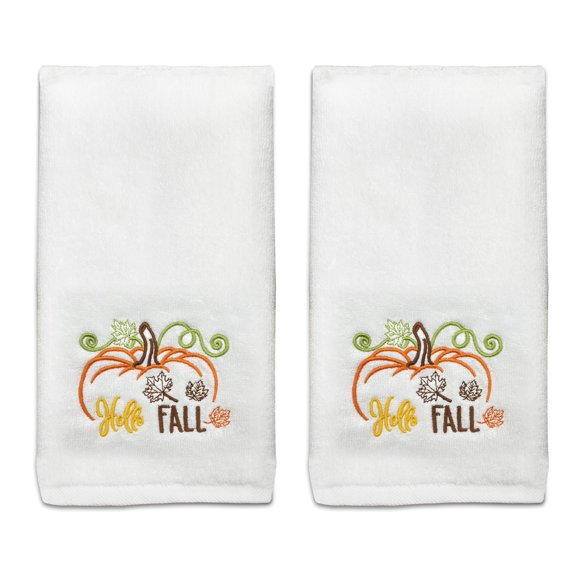 Juego de toallas de mano con forma de hexagrama bordado en otoño, Hello Fall, 14 x 30 cm