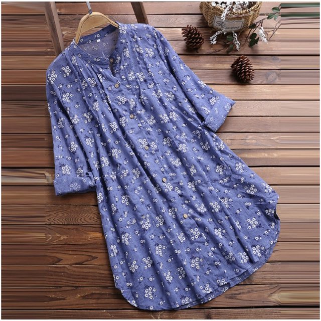 TRKIYQC, blusa con estampado Floral de talla grande para mujer, blusas de verano con cuello en V para la playa, blusas holgadas para cubrirse, blusas tipo túnica, camisetas para mujer TRKIYQC Moderno diseño moderno