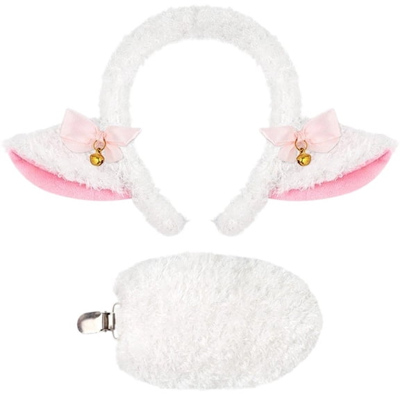 Jiibva Animal Head Bands with Sheep Ears - Lovely Headband and Tail Set for All Age Groups Fancy Dress Lamb Costume Accessories
