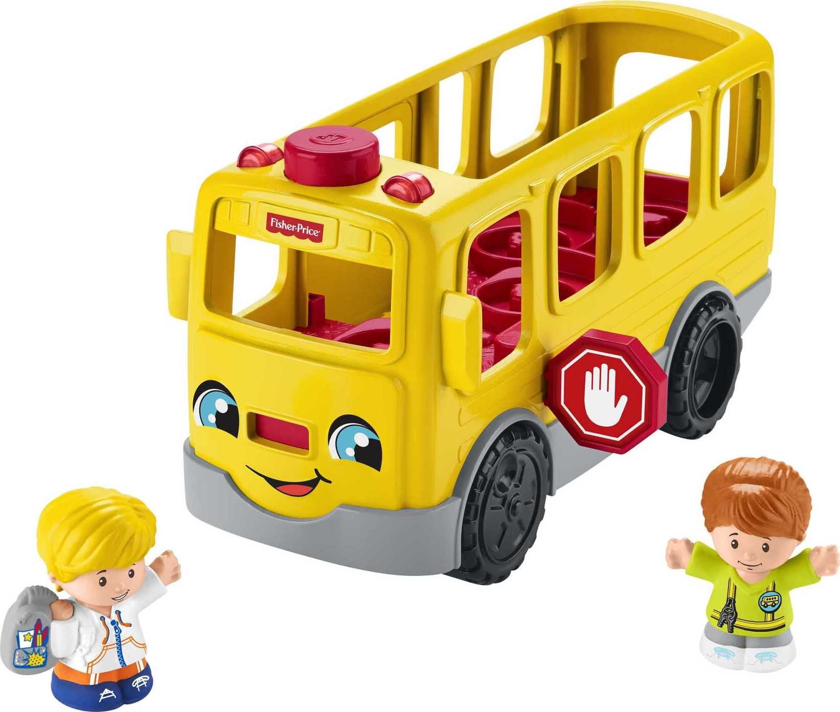 Fisher-Price Little People School Bus Toy with Lights and Sounds, 2 Figures, Toddler Toy