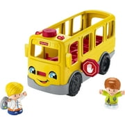Fisher-Price Little People School Bus Toy with Lights and Sounds, 2 Figures, Toddler Toy
