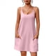 thumbnail image 1 of Camisones Sin Mangas para Mujer con Bolsillos, Tirantes Finos, Espalda Cruzada, Color Rosa, Talla M, 1 of 10
