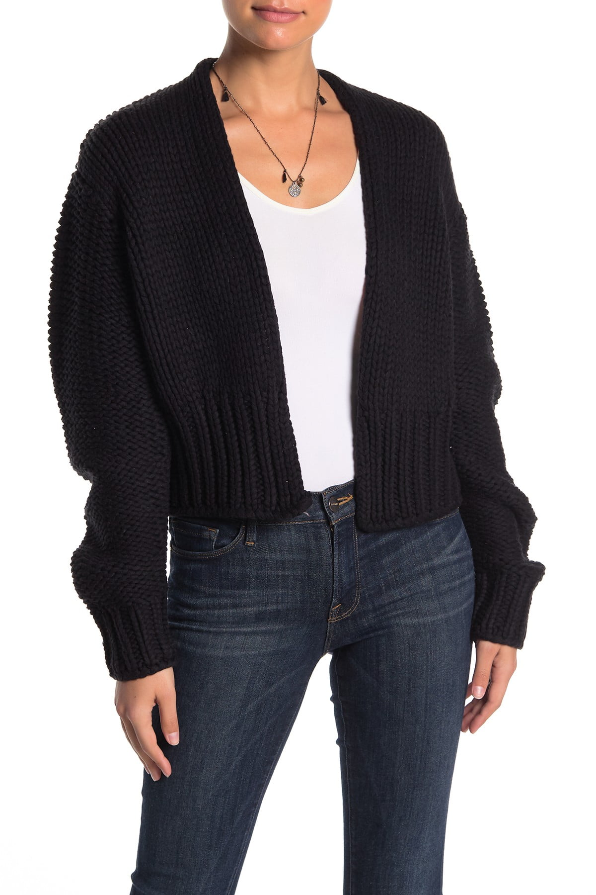 free people black cardigan