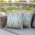 thumbnail image 3 of Summer Beach Outdoor Pillow Covers Pack of 2 Ocean Colorful Coral Shell Seaweed Starfish Blue Plaid Waterproof Throw Pillow Covers Decorative Cushion Cases for Patio Garden Tent Balcony 20x20 inch, 3 of 9