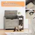 thumbnail image 4 of FOLDLIFE Cat Litter Box Enclosure with Top Opening and Cushion, Hidden Cat Litter Box Furniture, Cat Litter Box Cabinet, Cat House, Privacy Wooden Pet Cat Toilet for Kitten,Grey, 4 of 8