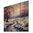 thumbnail image 2 of Designart "White and Fuchsia Winter Sunrise II" Landscapes Print on Natural Pine Wood, 2 of 5