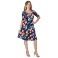thumbnail image 4 of Womens Floral Elbow Sleeve Swing Dress, 4 of 5