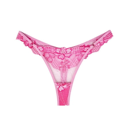 uublik Thong Panties Pink Low Rise Lace Underwear Breathable T-back Thongs Panties