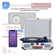 thumbnail image 2 of Tocadiscos Vintage Portafolio Bocinas Portátil Con Bluetooth blanco, 2 of 5