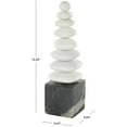 thumbnail image 3 of 3" x 12" White Marble Stacked Stone Abstract Sculpture with Black Block Base, by DecMode, 3 of 9