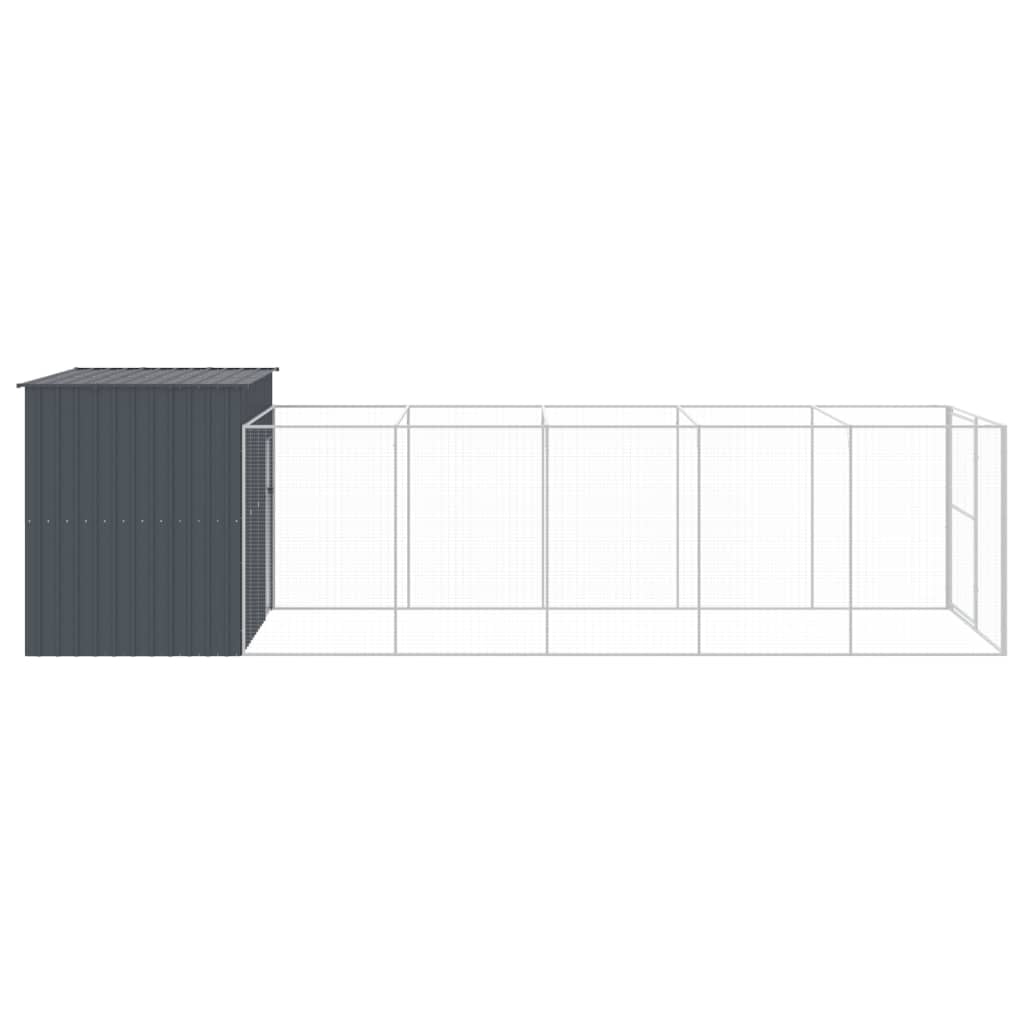 vidaXL Dog House Outdoor Dog Kennel Animal Cage with Roof Galvanized Steel