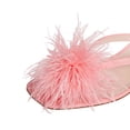 thumbnail image 4 of FSJ Women Charming Furry Feather Thong Sandals Flat Slide Flip Flops Slipper Clear Block Low Heel Comfortable Dress Shoes Size 8 Pink, 4 of 5