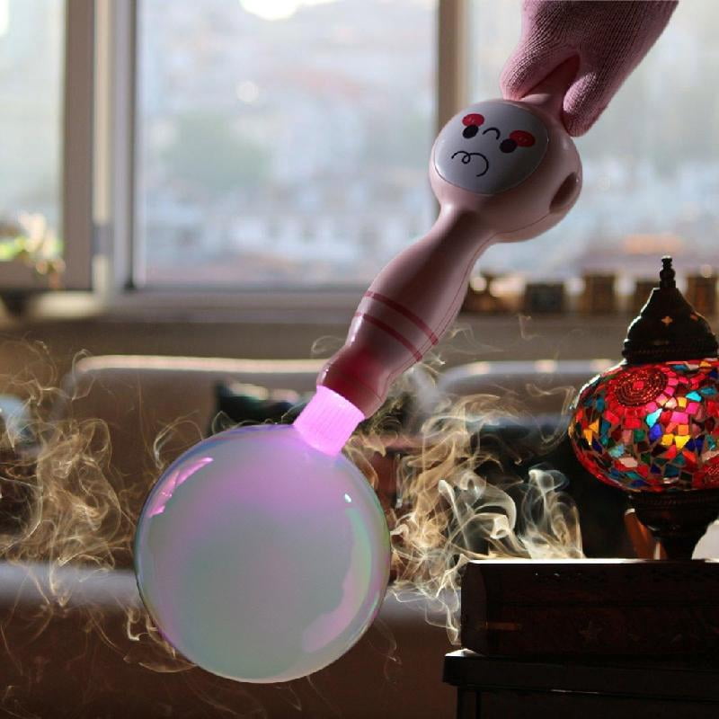 Bubble Machine Stick with Colorful Light for Parties Photo Props Automatic Bubbling and Fogging