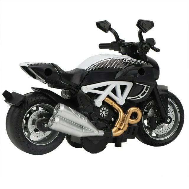 Modelo de motocicleta de aleación eléctrica de juguete con música ligera para regalo de niños (blanco y negro)