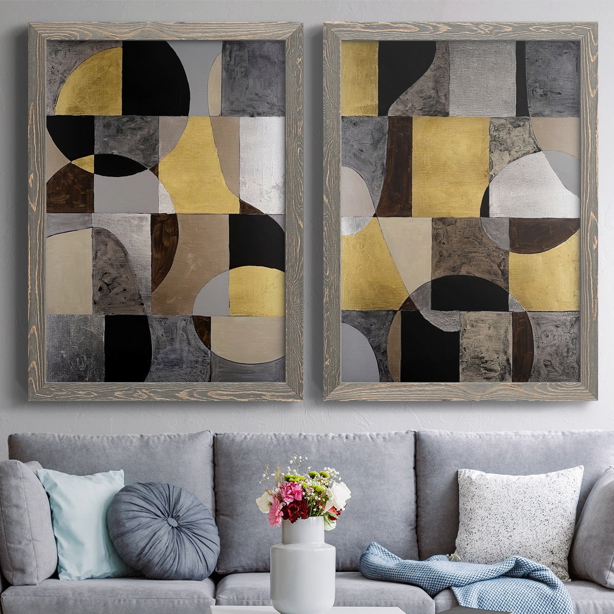 Neutral Framework I - Premium Framed Canvas 2 Piece Set - Ready to Hang