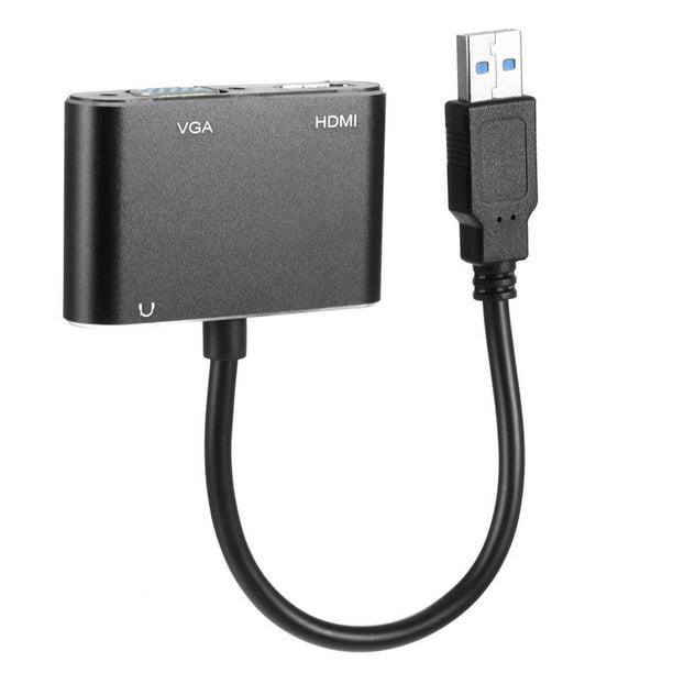 Conversor De Video Negro Usb 3.0 A Compatible Con Hdmi Y Adaptador De Video Vga Con Sincronización De Audio Salida Portátil 1080P Dispositivo De Transmisión De Señal De Video Base De Conmutación Sweethay EL009443-00
