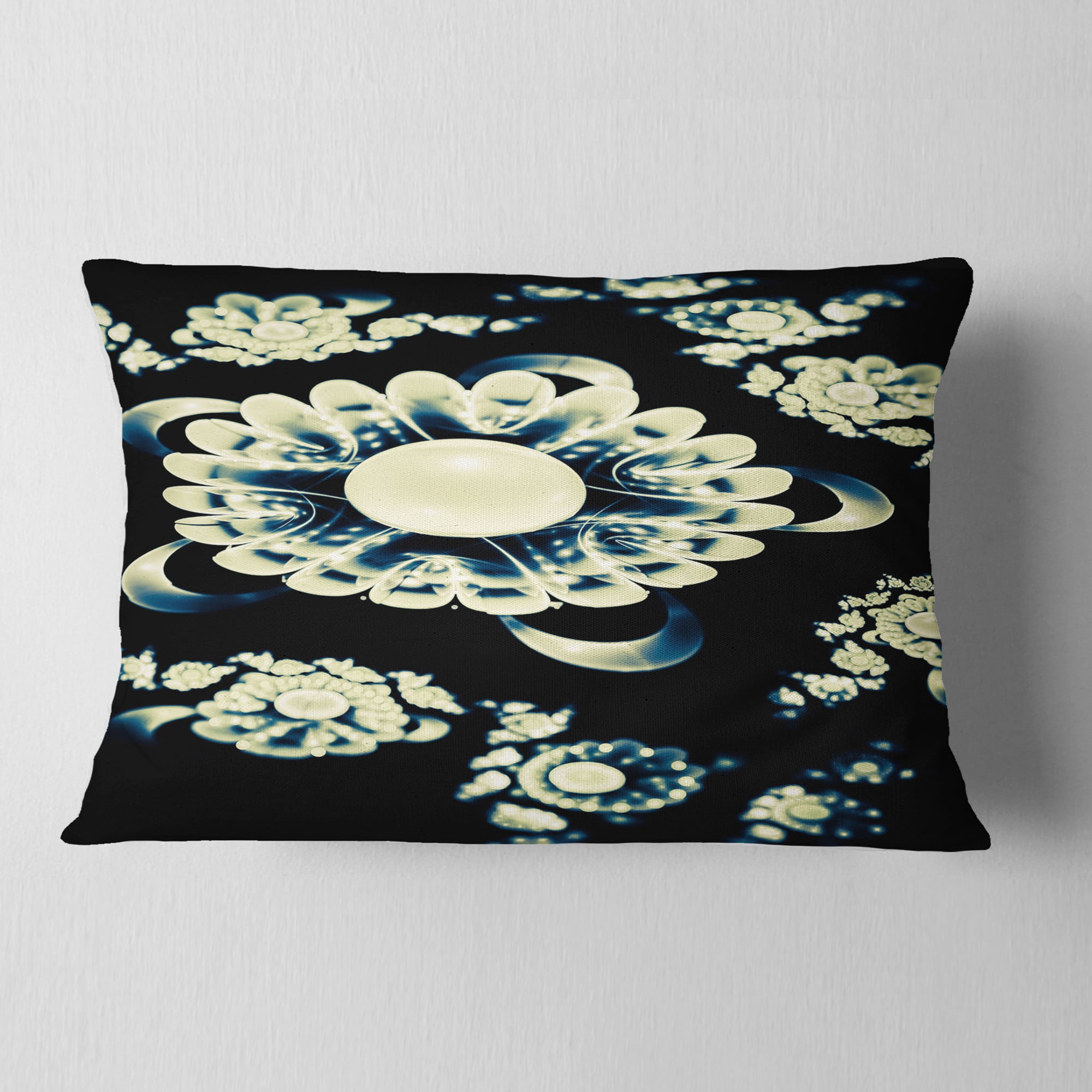 Designart 12" x 20" Black Polyester Throw Pillow
