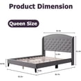 thumbnail image 2 of Queen Size Bed Frame, Modern Platform Bed with Upholstered Wingback Button Tufted Headboard, Grey, 2 of 6