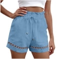 thumbnail image 3 of Cutuoiiu Womens Casual Solid Color High Waist Shorts with Drawstring and Eyelet Trim for Summer Outings Gift, 3 of 8
