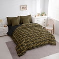 thumbnail image 3 of Feelyou Adult Boho Dragon Twin Bedding Sets 7pcs, Gold Damask Flower Bedding Comforter Set, 3 of 8