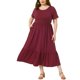 thumbnail image 2 of Vestidos de verano maxi de mujer de tallas grandes Agnes Orinda con mangas cortas y cuello redondo 3X rojo oscuro, 2 of 6