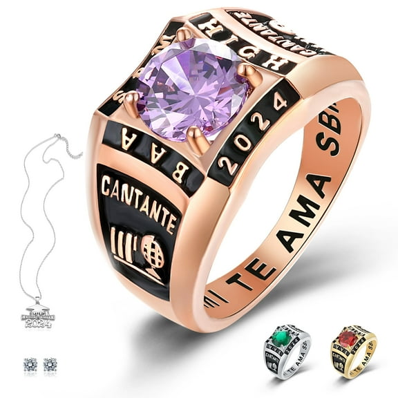 Ccjcinata Fully Personalized class rings for men's high school customize sterling silver platinum graduation ring class of 2024