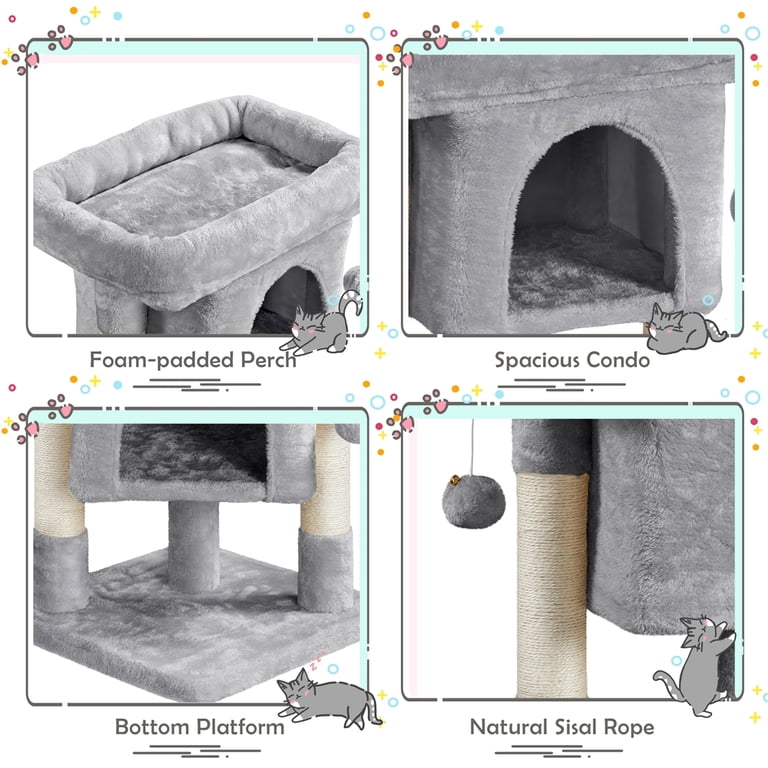 Alden Design 2-Level Cat Tree, 23 Inches, Light Gray photo 7