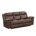 thumbnail image 3 of Benjara Arisa 3pc Sofa, Loveseat, Chair Manual Recliner Set, Brown Faux Leather, 3 of 5