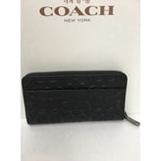 Coach Embossed Signature logo Durable Leather Long Wallet – Black