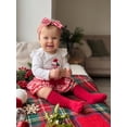 thumbnail image 4 of Loicainy Infant Baby Girl Christmas Outfit 3 6 9 12 18 Months Letters Romper with Plaid Shorts Headband Socks Clothes Set, 4 of 9
