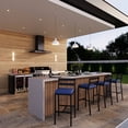 thumbnail image 5 of LeisureMod Patio Bar Stool in Powder-Coated Aluminum Frame with Removable Cushion Low Open-Back Design and Footrest Chelsea Collection in Blue, 5 of 11